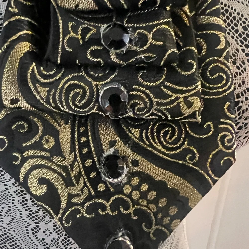 Elegant Black and Gold Patterned Women's Scarf - Picture 3 of 4